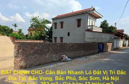 ĐẤT CHÍNH CHỦ- Cần Bán Nhanh Lô Đất Vị Trí Đắc Địa Tại  Bắc Vọng, Bắc Phú, Sóc Sơn, Hà Nội